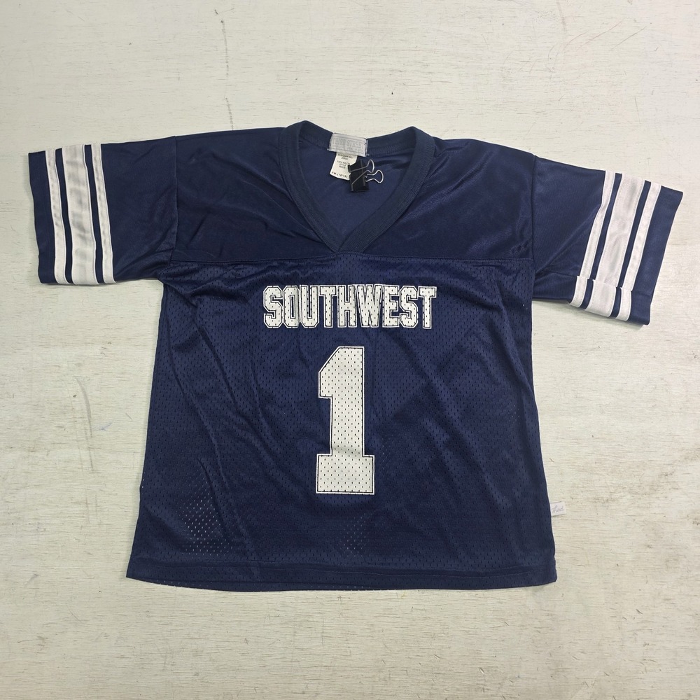Vintage Southwest Blue Mesh Football Jersey Third Street Youth Boys M 10/12 USA‎